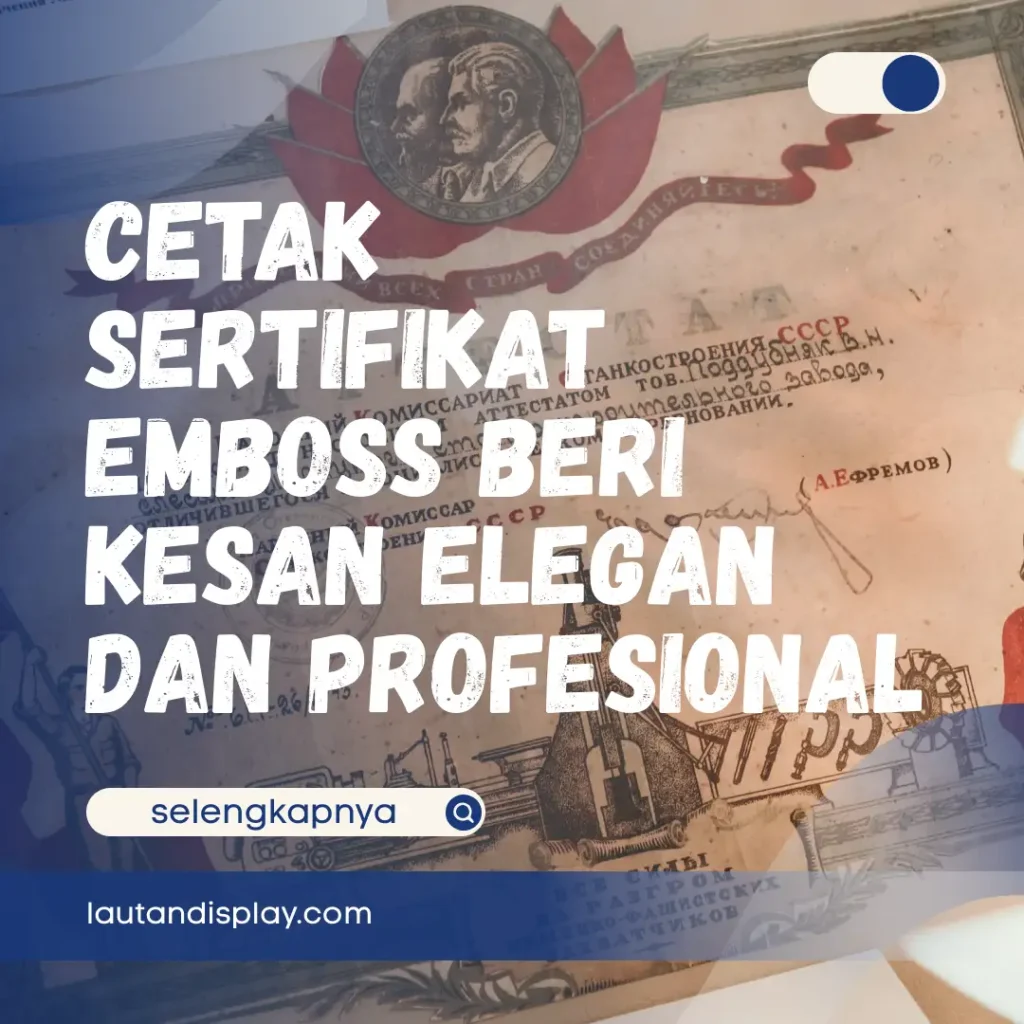 Ilustrasi cetak sertifikat emboss