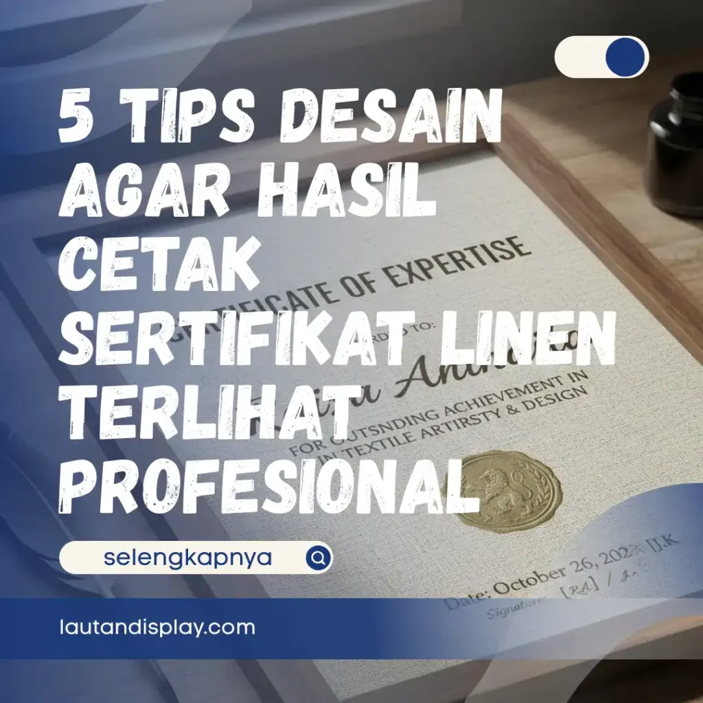 Ilustrasi cetak sertifikat linen