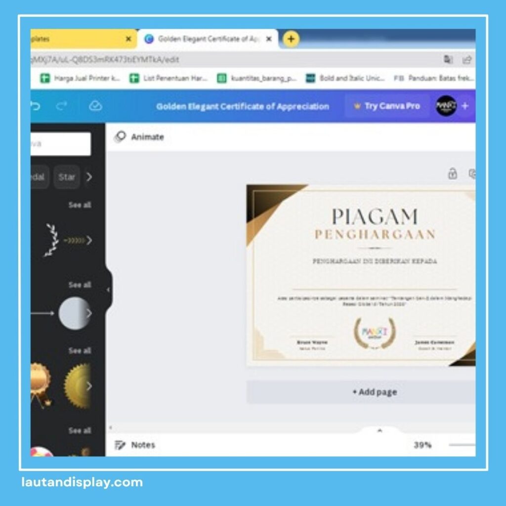 Cara Design Sertifikat di Canva