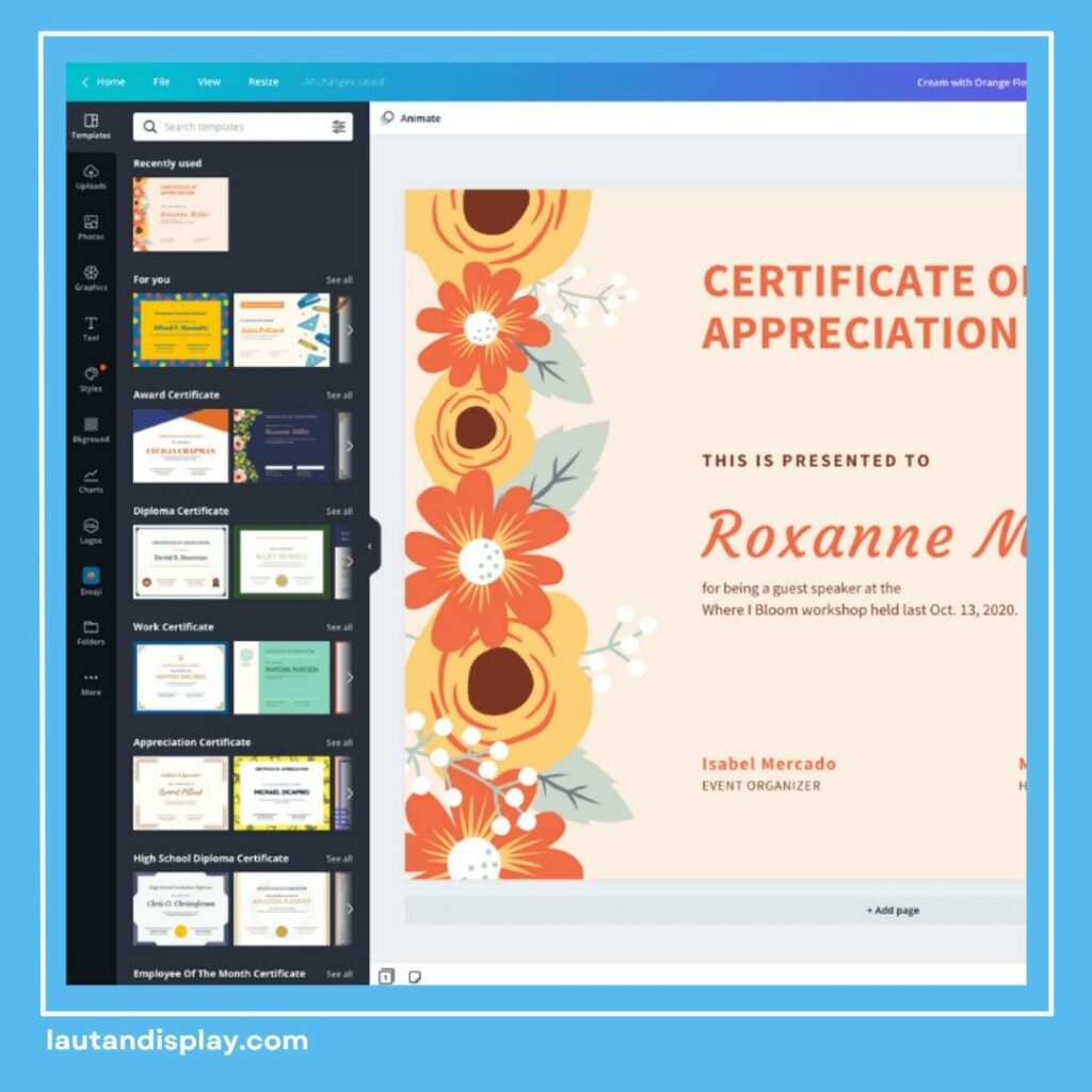 Cara Design Sertifikat di Canva