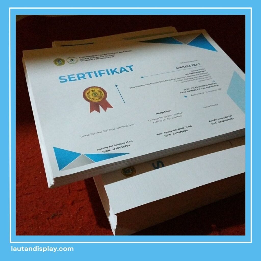 Cetak Sertifikat Piagam BERKUALITAS